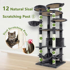 78.8" Large Cat Tree Tower for Indoor Kitties, Sisal Scratching Posts, Hammock - Image 4
