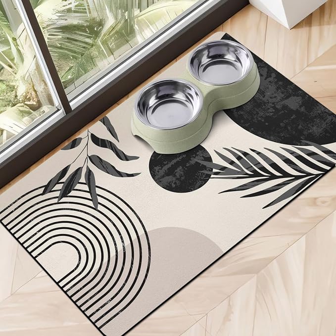 Dog Food Mats for Floors Super Absorbent, Pet Cat Food Mat by Cuslnox
