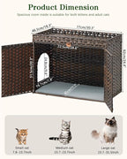 Cat Litter Box Enclosure Furniture, Handwoven Rattan Hidden Litter Box - Image 5