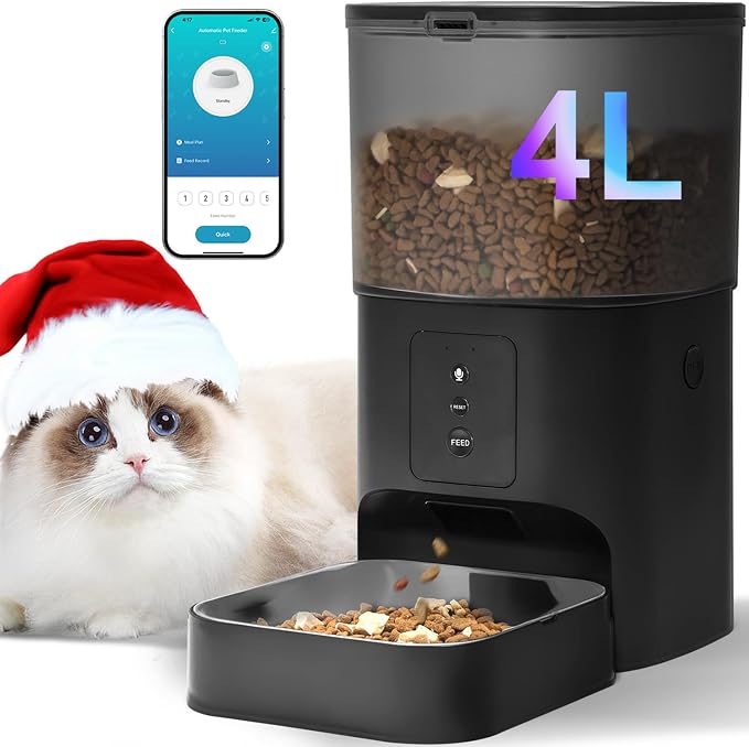 2.4G Automatic Cat Feeder, Cat Food Dispenser by ANDOLLHOME