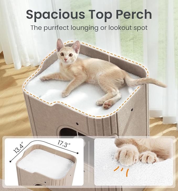 Made4Pets Cat House for Indoor Use, 2-Storey Cube Bed Cave, Covered Hideaway - Image 4