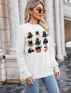 FRYAID Cat Sweatshirt Women Funny Black Cat Graphic Sweater Casual Cat Crewneck - Image 3