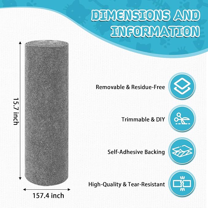 Climbing Cat Scratcher Mat Trimmable Cat Scratching Post Carpet 157.4’’x15.8’’ - Image 2