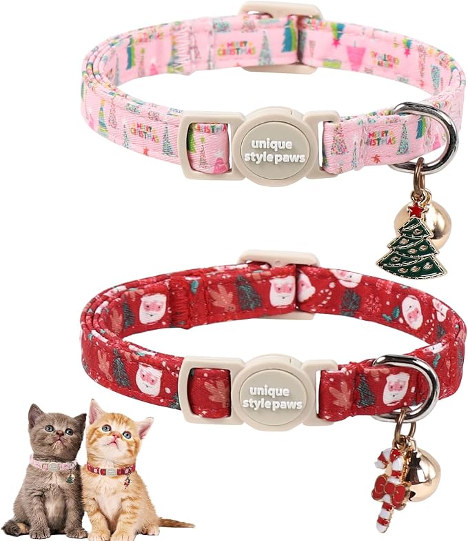 Christmas Cat Collar, Unique Style Paws Kitten Collars, Cute Cats Collar by Uniquestylepaws