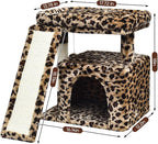 Small Leopard Print Cat Tree for Indoor Cats | Short Tower - Image 3