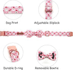 Dog Collar, Christmas Pink Santa Claus Cotton Pet Collar Bow Holiday Girl Boy - Image 2
