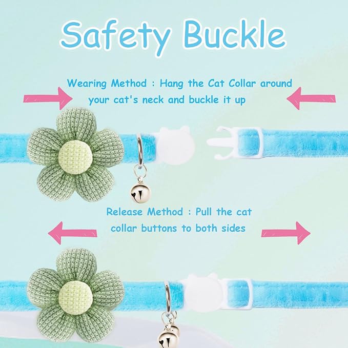 Breakaway Cat Collars with Bells, MUZIEBA Kitten Collar - Image 3