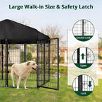 Dog Kennel Outside with Roof, Heavty Duty Welded Dog Crate Playpen with - Image 5