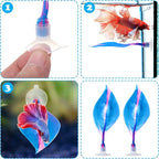 WILLBOND 2 Pcs Blue Silicone Betta Fish Bed Leaf Hammock Betta Fish Tank - Image 3