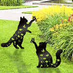 Bnesi Floral Long-Haired Cat Yard Decor Pet Grave Markers Metal Sign Silhouette - Image 2