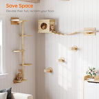 HOOBRO Wood Cat Wall Shelves for Large Cats, 11-Piece Cat Wall Furniture - Image 2