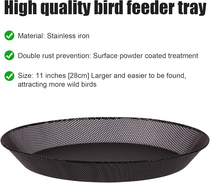 2pcs Metal Round Bird Feeders Tray, Wild Birds Seed Feeder, Mesh Tray Outdoor - Image 6