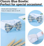 Segarty Dog Bow Tie Neck Girth 10.2-12.6in, Adjustable Blue Plaid Bowtie Collar - Image 2