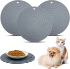 Fhiny 3PCS Silicone Pet Food Mat, 9.5" Round Waterproof Non-Slip Dog Cat Bowl by Fhiny