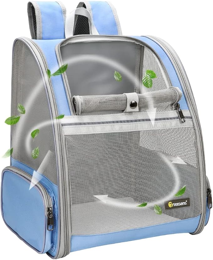 Texsens Pet Backpack Carrier for Small Cats Dogs | Ventilated Design, Safety by TEXSENS