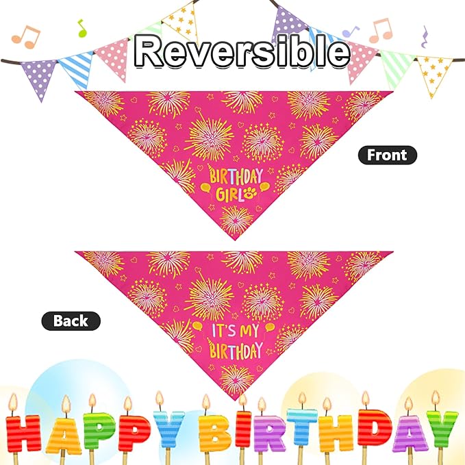 Dog Birthday Bandana Set Rose Pink, Dog Birthday Party Supplies - Image 6