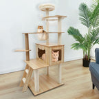 Wood Cat Tree, Modern 5-Tier Wooden Cat Tree, Wooden Tower - Image 7