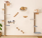 5-Tier Floor-to-Ceiling Cat Tree Tower, Upgraded Grey Felt Kittens Wall Shelves - Image 7
