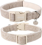 DOGWONG Cotton Hemp Dog Collar, Heavy-Duty Khaki Dog Collar Adjustable Soft - Image 2