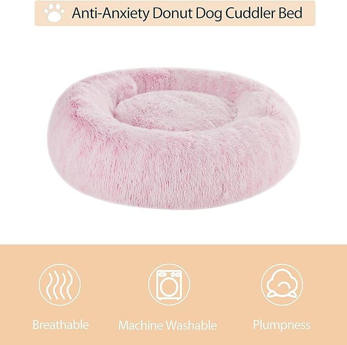 WNPETHOME Calming Dog Bed & Cat Bed Donut, Faux Fur Self-Warming Donut Cuddler - Image 3