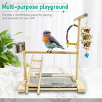 Hamiledyi Bird Playground Parrots Play Stand Natural Wooden Parrot Perch Gym - Image 4