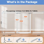 72.2"-76.7" Extra Wide Baby Gate, 40.5" Tall Dog Gate Indoor, Walk Through Pet - Image 9