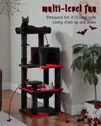 Gothic Cat Tree with Super Large Hammock, 45.7" Black Cat Tower with Coffin Bed - Image 7