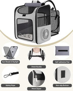 Cat Backpack Carrier with Built-in Cooling Fan & Heating Pad, Expandable Pet - Image 9