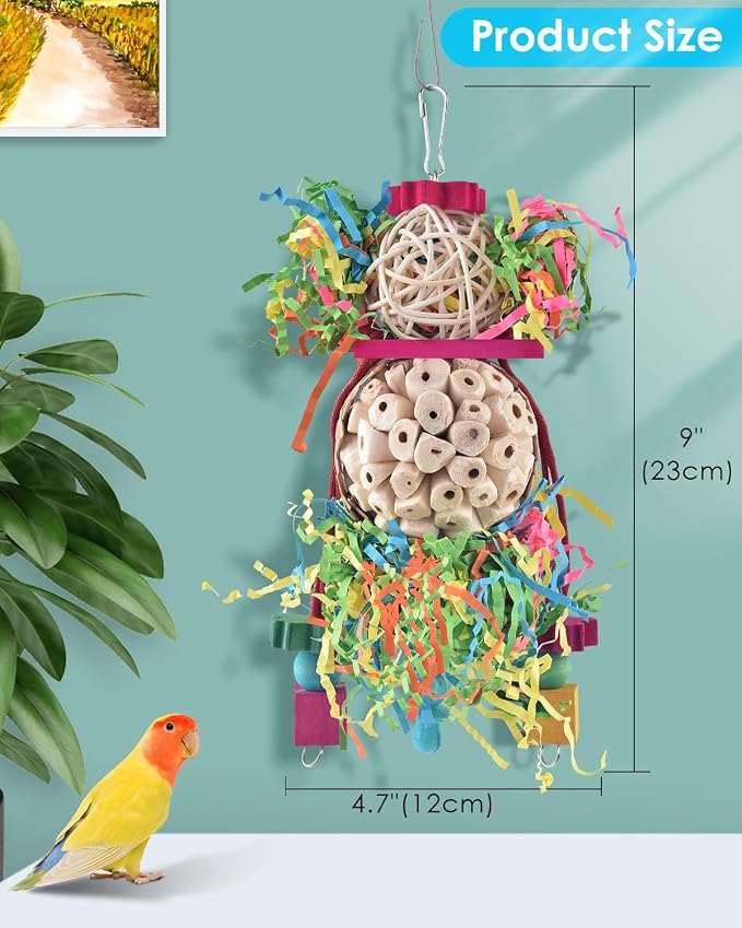 Bissap 2PCS Bird Parrot Foraging Shredder Hanging Toys Sola Balls Sepak Takraw - Image 2