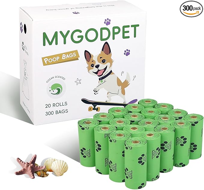 Dog Poop Bags Rolls 300 Count Biodegradable Poop Bags Refills by MYGODPET