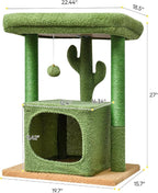 SYANDLVY 27" Cactus Cat Tree for Indoor Cats, Modern Kitten Condo - Image 3