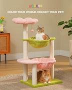 Flower Cat Tree with 2 Large Hammocks, 37.4" Small Cat Tower - Image 8