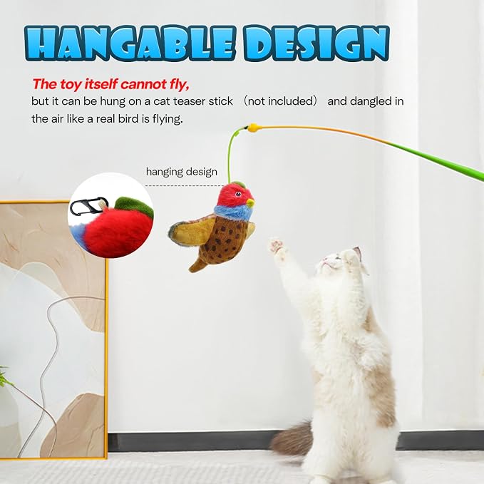 Cat Toys, Flapping Wings Pheasant, No Flying, Chirping Bird Interactive Catnip - Image 3