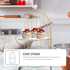 DOITOOL Gold Metal Cupcake Stand Bird Cage Dessert Stand, 2 Tier Dessert - Image 5