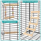 Bird Perches Ladder with Swing, Natural Wood Parrot Climbing Bridge Perch Toys - Image 5