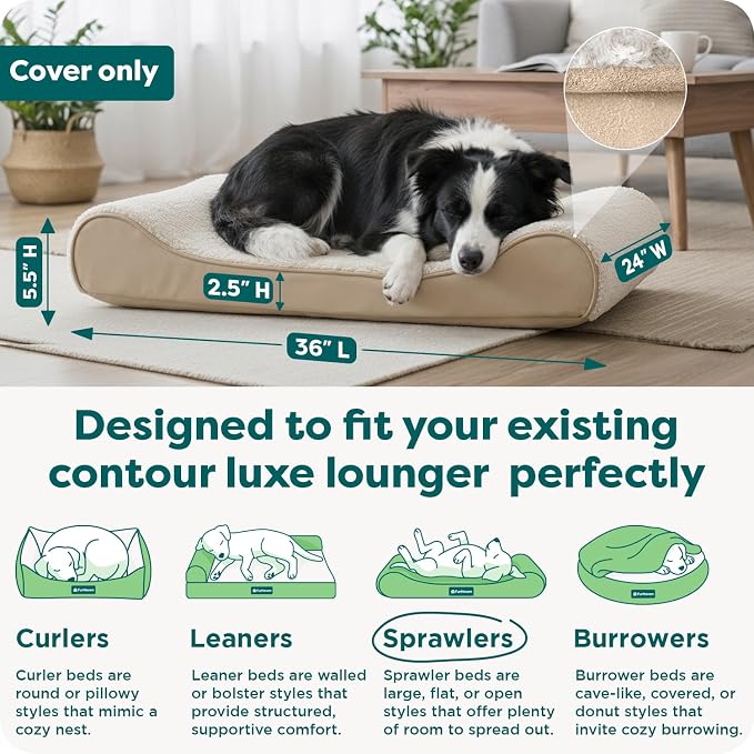 FurHaven Replacement Dog Bed Cover, Contour Luxe Lounger Design, Soft & - Image 3