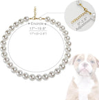 Chunky Pearl Dog Collar Large Breed, Adjustable Dog Necklace, Beaded Dog Collar - Image 2