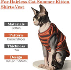 BRKURLEG Sphynx Hairless Cats Shirt Puppy Clothes Soft Cotton T-Shirts Cute - Image 3
