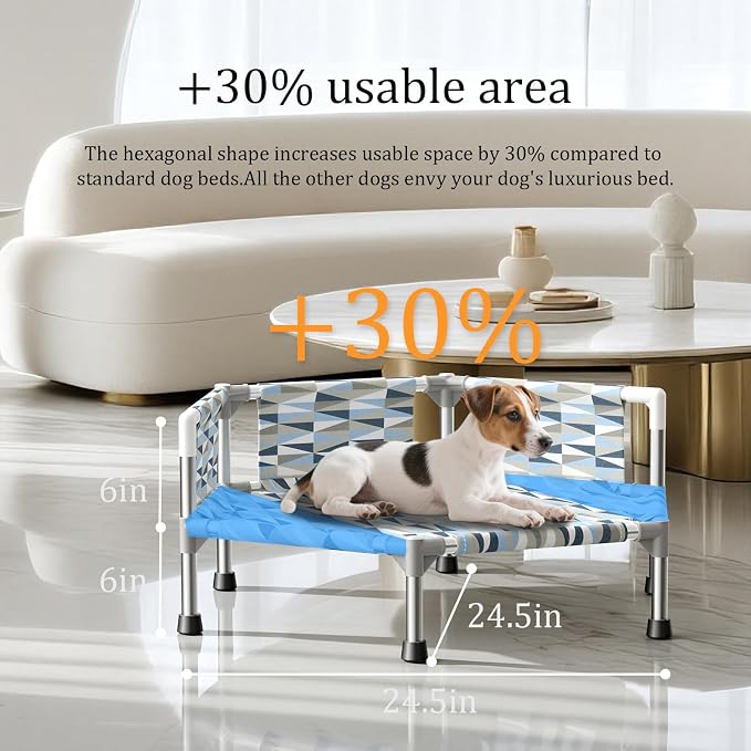 Elevated Dog Bed with Guardrail, Cooling Outdoor Pet Cot with 3-Sided - Image 3