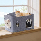 Joydeco Cat House for Indoor Cats, Extra Wide Scratch Resistant Felt Cat Condo - Image 5