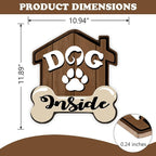 Dog Inside Front Door Sign, Doghouse Bone Paw Prints Wood Door Hanger Outdoor - Image 2