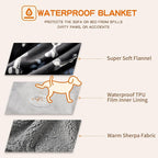 Waterproof Dog Blankets Pet Blanket 50"x60", Soft Fluffy Sofa Car Bed Protector - Image 3