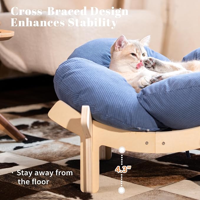 CHEERHOME PETS Elevated Cat Bed Wooden - Image 2