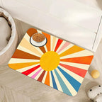 Retro 70s Rainbow Sunrise Swirl Dog Cat Food Mat, Absorbent Pet Feeding Mat by Unknown