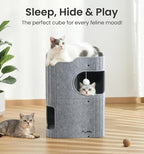 Made4Pets Cat House for Indoor Use, 2-Storey Cube Bed Cave, Covered Hideaway - Image 2