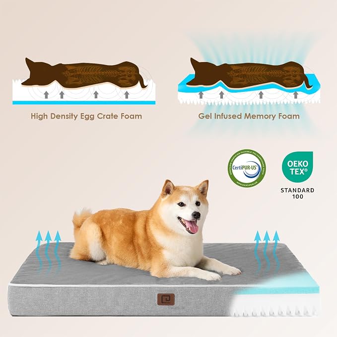 EHEYCIGA Waterproof Dog Bed Orthopedic 47"x29", Memory Foam Pet Bed - Image 4