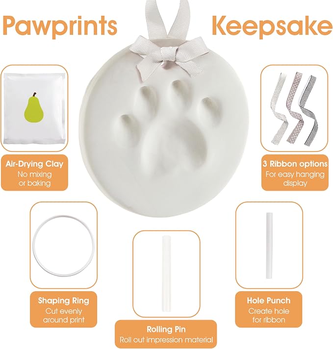 Pearhead Pet Paw Print Keepsake Ornament Kit, Memorial Clay Paw Impression - Image 5