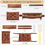 JSPYFITS Wooden Cat Wall Hammock, 18.9 x 12.6 Inch Double Layer Cat Furniture - Image 4