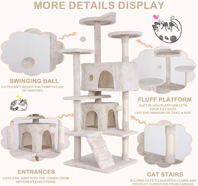 Heavy Duty Cat Tree Tower, Cat Condo, Hanging Ball - Image 4