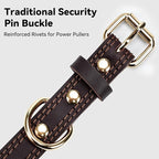Joytale Leather Dog Collar for Medium Dogs, Genuine Thick Solid Leather - Image 4
